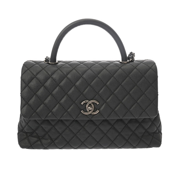 CHANEL シャネル マキシトップハンドル フラップバッグ 32cm グレー A92992 レディース キャビアスキン 2WAYバッグ ABランク 中古 銀蔵