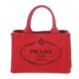 PRADA プラダ カナパ ミニ レッド 1BG439 レディース キャンバス ハンドバッグ Bランク 中古 銀蔵