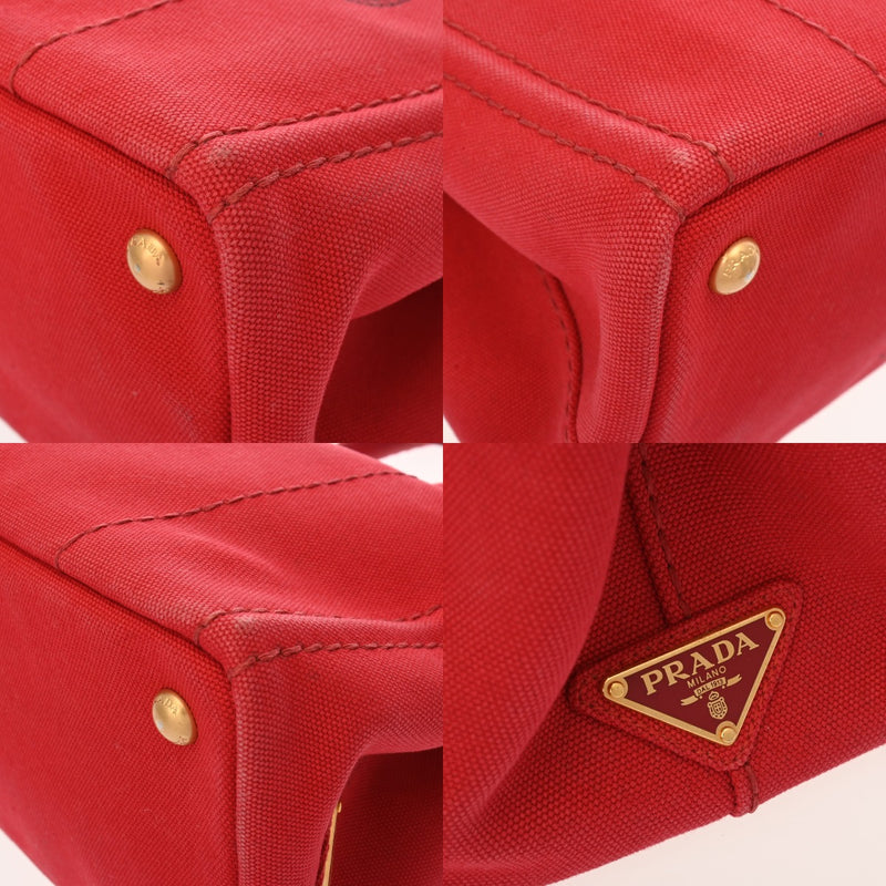 プラダ カナパ ミニ レッド レディース キャンバス ハンドバッグ 