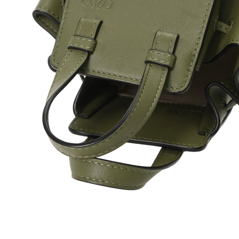 LOEWE ロエベ ハンモックミニ 2WAY グリーン A538V07X10 レディース レザー ショルダーバッグ Aランク 中古 銀蔵