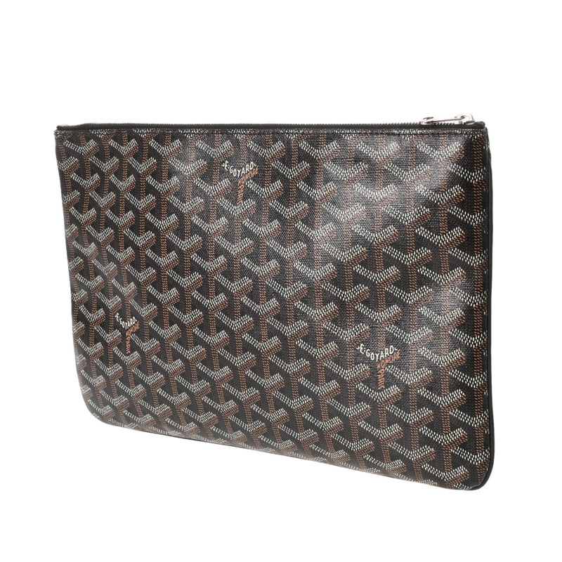 GOYARD ゴヤール セナ MM ブラック メンズ PVC レザー クラッチバッグ Bランク 中古 銀蔵