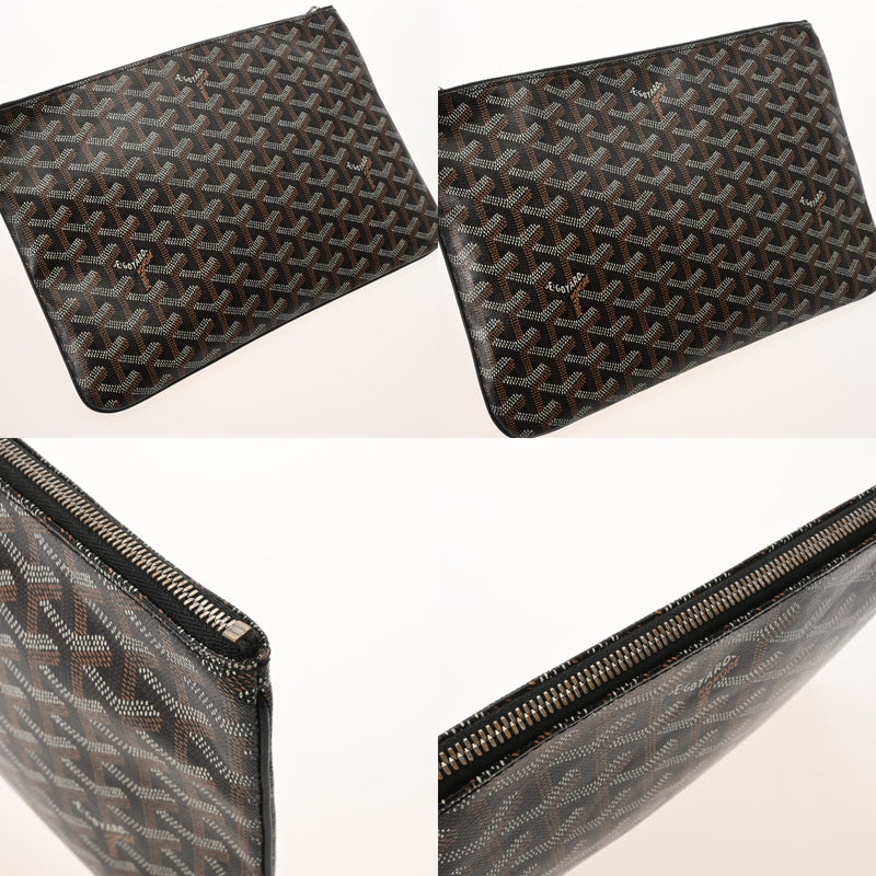 GOYARD ゴヤール セナ MM ブラック メンズ PVC レザー クラッチバッグ Bランク 中古 銀蔵