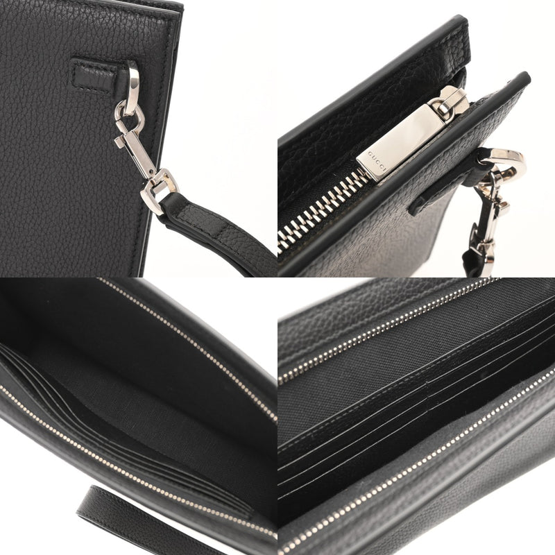GUCCI グッチ ロゴスモールポーチ ブラック 771155 メンズ レザー クラッチバッグ ABランク 中古 銀蔵