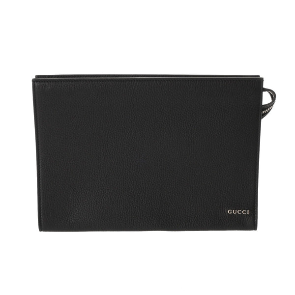 GUCCI グッチ ロゴスモールポーチ ブラック 771155 メンズ レザー クラッチバッグ ABランク 中古 銀蔵