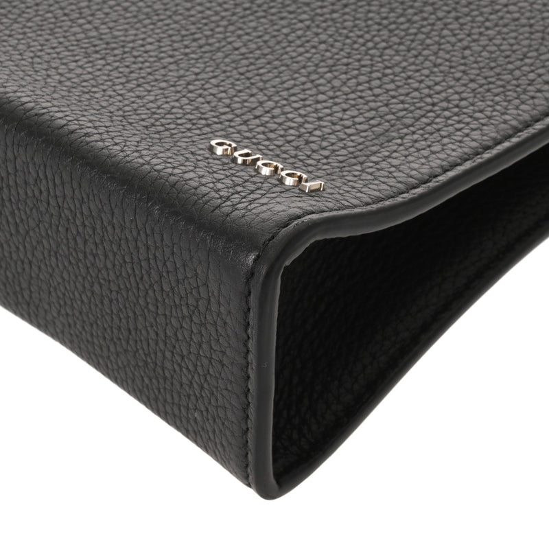 GUCCI グッチ ロゴスモールポーチ ブラック 771155 メンズ レザー クラッチバッグ ABランク 中古 銀蔵