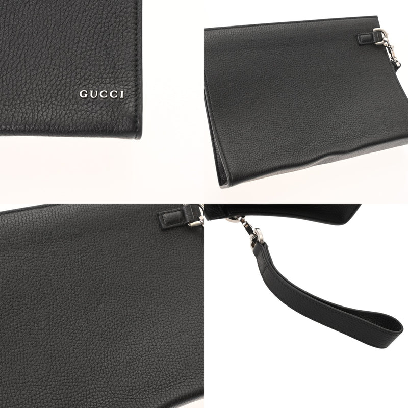 GUCCI グッチ ロゴスモールポーチ ブラック 771155 メンズ レザー クラッチバッグ ABランク 中古 銀蔵