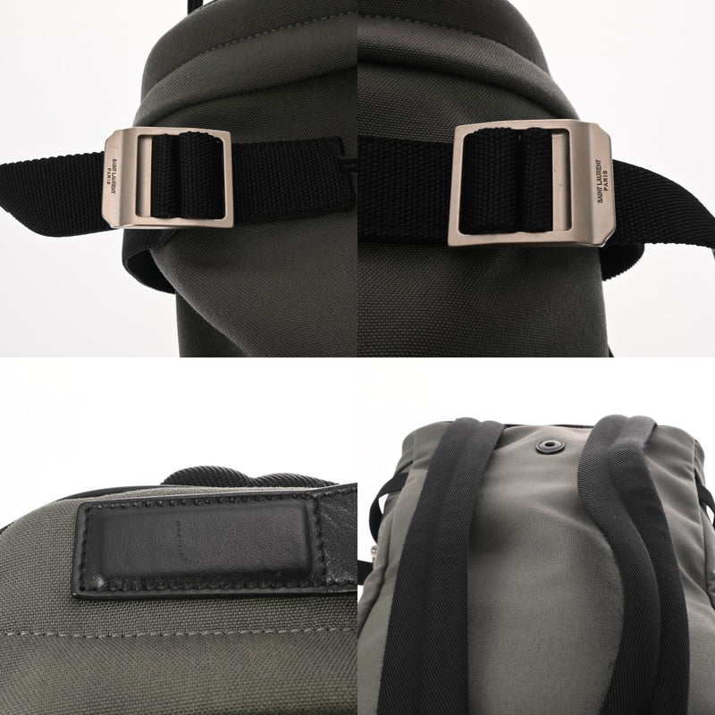 SAINT LAURENT サンローラン リビングトン レーズバックパック カーキ/ブラック 481005 メンズ ナイロン リュック・デイパック ABランク 中古 銀蔵