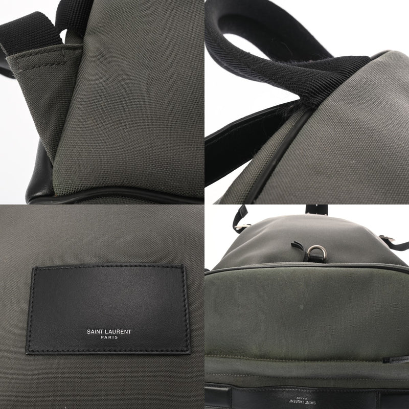 SAINT LAURENT サンローラン リビングトン レーズバックパック カーキ/ブラック 481005 メンズ ナイロン リュック・デイパック ABランク 中古 銀蔵