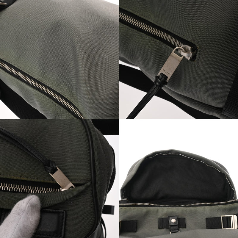 SAINT LAURENT サンローラン リビングトン レーズバックパック カーキ/ブラック 481005 メンズ ナイロン リュック・デイパック ABランク 中古 銀蔵