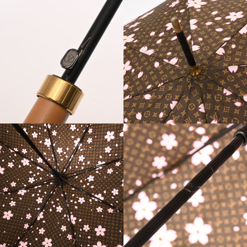 LOUIS VUITTON ルイヴィトン モノグラムチェリーブロッサム アンブレラ ブラウン レディース ポリエステル 100% その他小物 ABランク 中古 銀蔵
