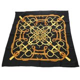 HERMES エルメス カレ90 EPERON DOR ブラック/ゴールド レディース シルク100％ スカーフ Aランク 中古 銀蔵