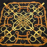 HERMES エルメス カレ90 EPERON DOR ブラック/ゴールド レディース シルク100％ スカーフ Aランク 中古 銀蔵