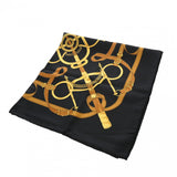 HERMES エルメス カレ90 EPERON DOR ブラック/ゴールド レディース シルク100％ スカーフ Aランク 中古 銀蔵