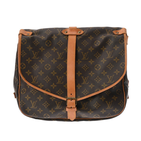 LOUIS VUITTON ルイヴィトン モノグラム ソミュール 35 ブラウン M42254 レディース モノグラムキャンバス ショルダーバッグ Bランク 中古 銀蔵