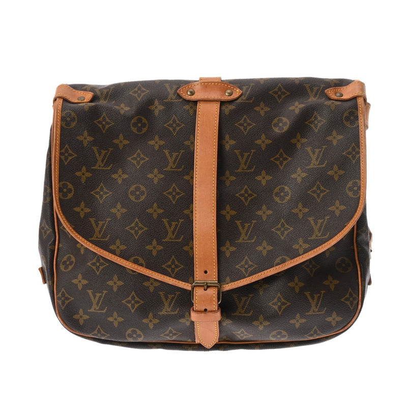 LOUIS VUITTON ルイヴィトン モノグラム ソミュール 35 ブラウン M42254 レディース モノグラムキャンバス ショルダーバッグ Bランク 中古 銀蔵