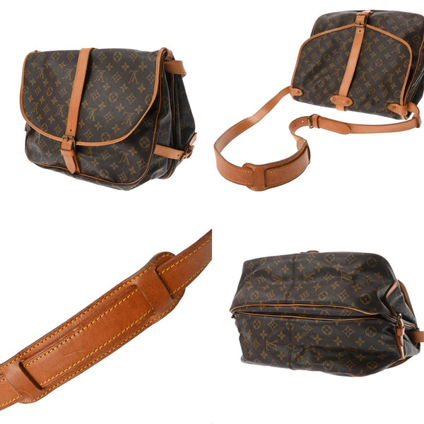 LOUIS VUITTON ルイヴィトン モノグラム ソミュール 35 ブラウン M42254 レディース モノグラムキャンバス ショルダーバッグ Bランク 中古 銀蔵