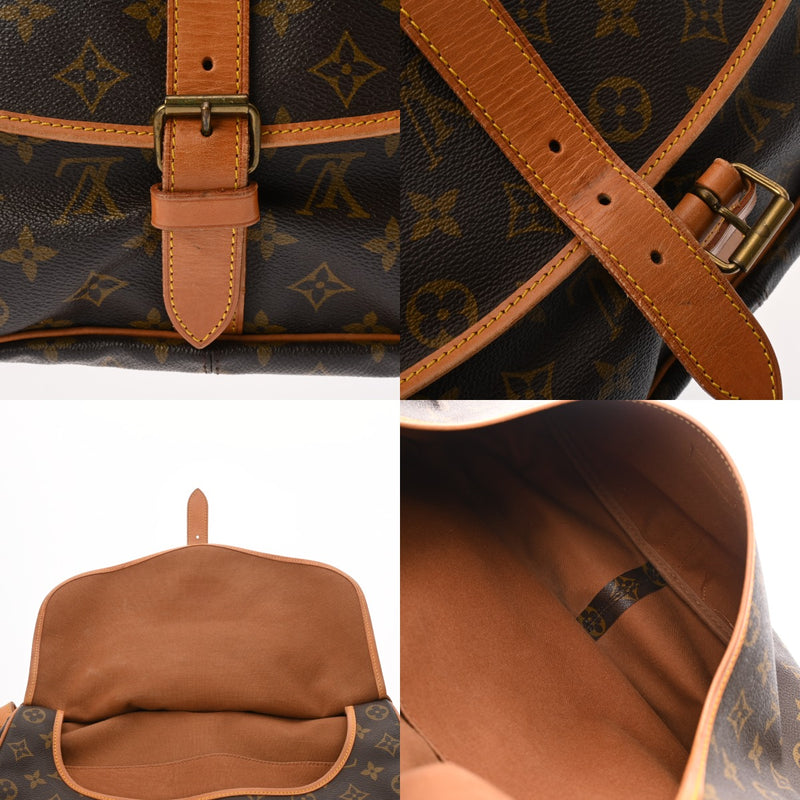LOUIS VUITTON ルイヴィトン モノグラム ソミュール 35 ブラウン M42254 レディース モノグラムキャンバス ショルダーバッグ Bランク 中古 銀蔵