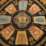 HERMES エルメス カレ90 POSTE ET CAVALERIE ブラック/マルチ レディース シルク100％ スカーフ ABランク 中古 銀蔵