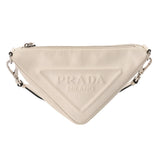 PRADA プラダ トライアングル ホワイト 1BH190 レディース レザー ショルダーバッグ Bランク 中古 銀蔵
