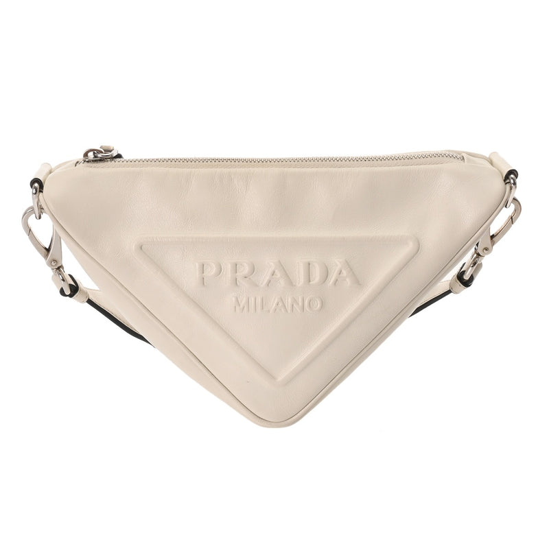PRADA プラダ トライアングル ホワイト 1BH190 レディース レザー  