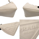 PRADA プラダ トライアングル ホワイト 1BH190 レディース レザー ショルダーバッグ Bランク 中古 銀蔵