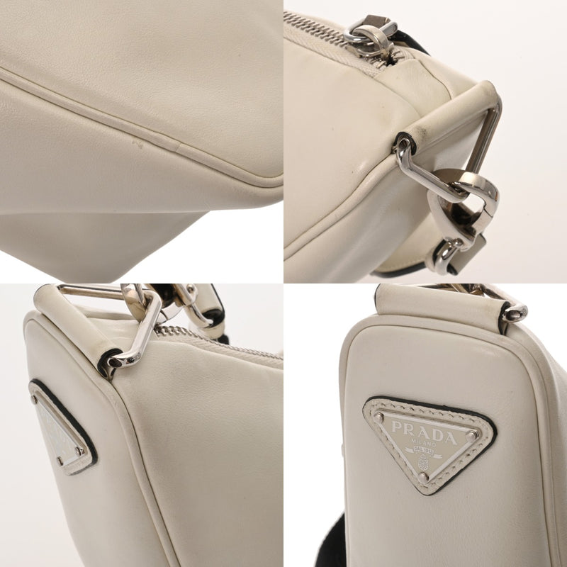 PRADA プラダ トライアングル ホワイト 1BH190 レディース レザー 