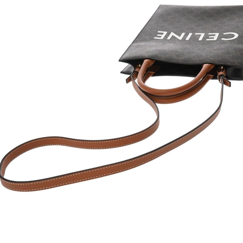 CELINE セリーヌ トリオンフ スモールバーティカルカバ ブラウン 191542BZK.04LU レディース PVC カーフ 2WAYバッグ Aランク 中古 銀蔵