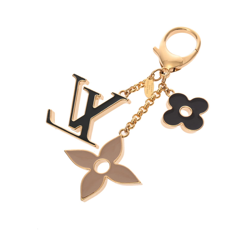LOUIS VUITTON ルイヴィトン モノグラム バッグチャーム フルール ドゥ ブラック/ゴールド M67119 レディース メタル キーホルダー ABランク 中古 銀蔵