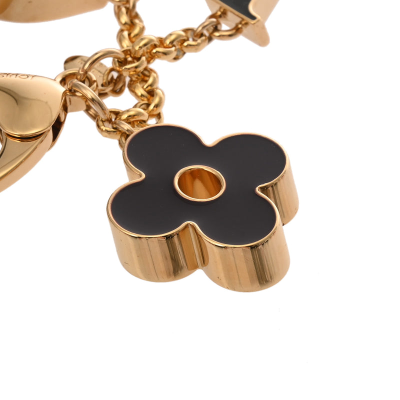 LOUIS VUITTON ルイヴィトン モノグラム バッグチャーム フルール ドゥ ブラック/ゴールド M67119 レディース メタル キーホルダー ABランク 中古 銀蔵