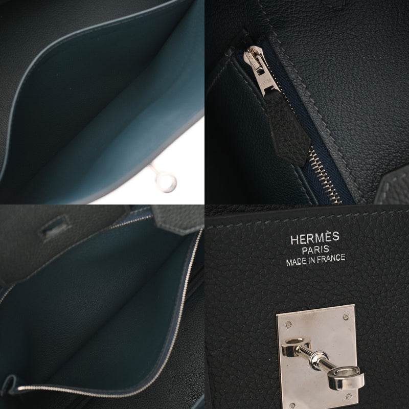 HERMES エルメス バーキン35 ヴェルソ ヴェール系/ブルー系 □R刻印(2014年頃) ユニセックス トゴ ハンドバッグ Aランク 中古 銀蔵