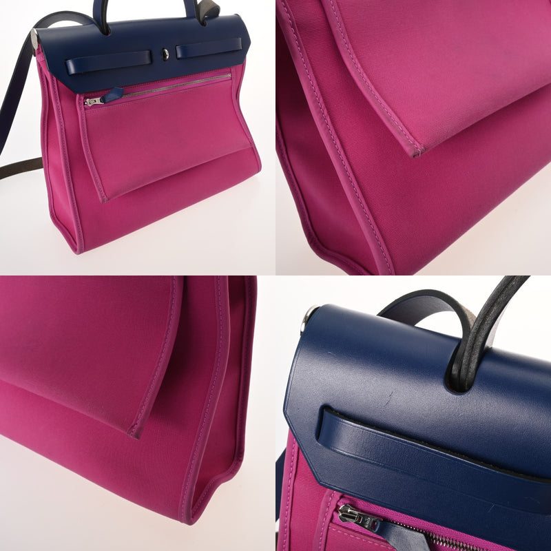 HERMES エルメス エールバッグ ジップ PM マグノリア/ブルー系 C刻印(2018年頃) レディース トワルミリタリー/ヴァッシュハンター 2WAYバッグ Bランク 中古 銀蔵