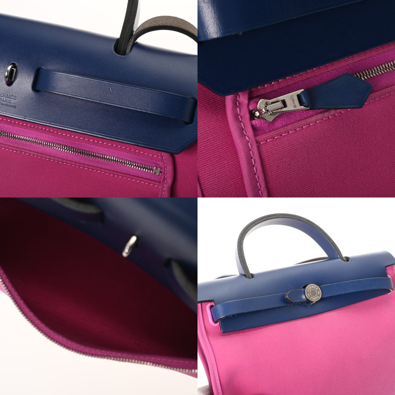 HERMES エルメス エールバッグ ジップ PM マグノリア/ブルー系 C刻印(2018年頃) レディース トワルミリタリー/ヴァッシュハンター 2WAYバッグ Bランク 中古 銀蔵
