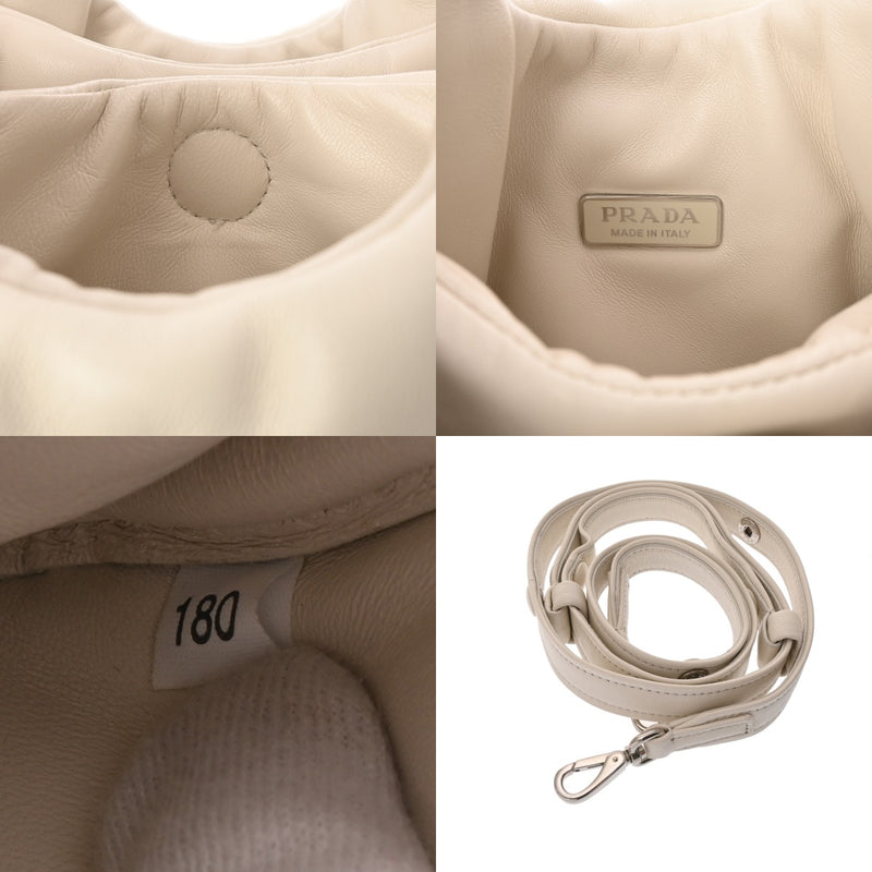 PRADA プラダ パテッド MINIトートバッグ 2WAY ホワイト 1BA359 レディース レザー ハンドバッグ Aランク 中古 銀蔵