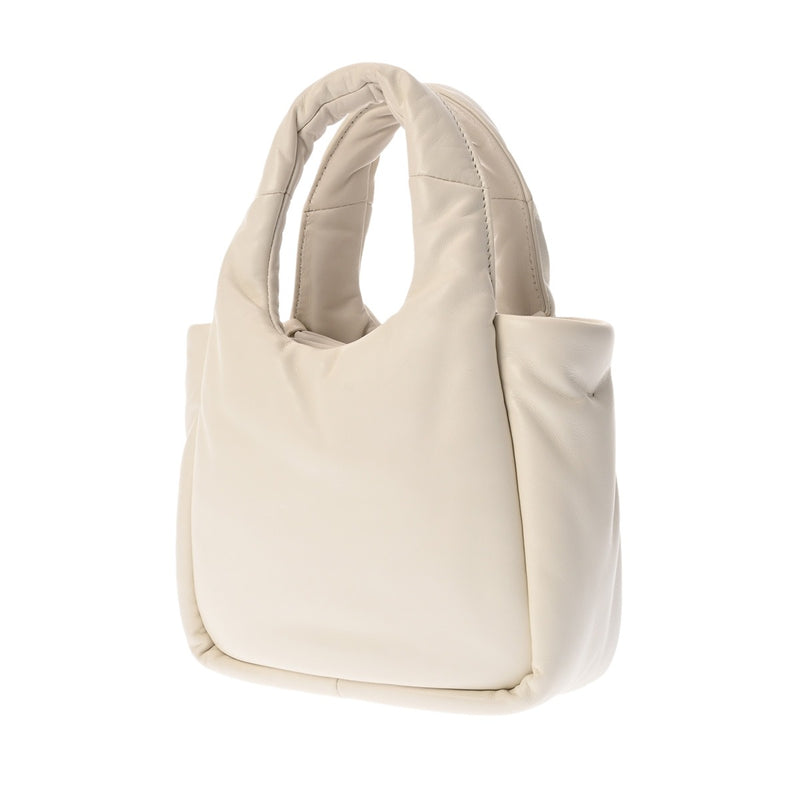 PRADA プラダ パテッド MINIトートバッグ 2WAY ホワイト 1BA359 レディース レザー ハンドバッグ Aランク 中古 銀蔵