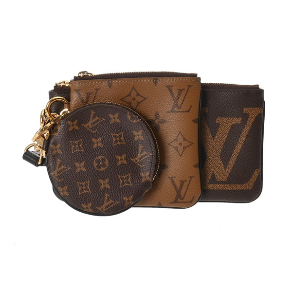 LOUIS VUITTON ルイヴィトン モノグラムリバース ジャイアントリバース ポシェットトリオ ブラウン/キャメル系 M68756 レディース モノグラムキャンバス ポーチ ABランク 中古 銀蔵
