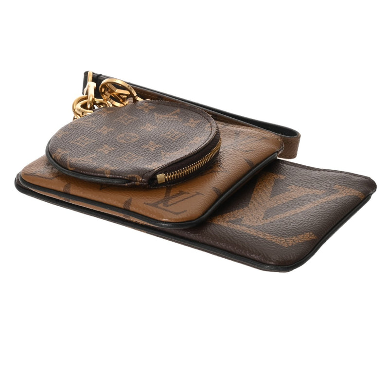 LOUIS VUITTON ルイヴィトン モノグラムリバース ジャイアントリバース ポシェットトリオ ブラウン/キャメル系 M68756 レディース モノグラムキャンバス ポーチ ABランク 中古 銀蔵