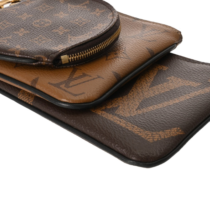 LOUIS VUITTON ルイヴィトン モノグラムリバース ジャイアントリバース ポシェットトリオ ブラウン/キャメル系 M68756 レディース モノグラムキャンバス ポーチ ABランク 中古 銀蔵
