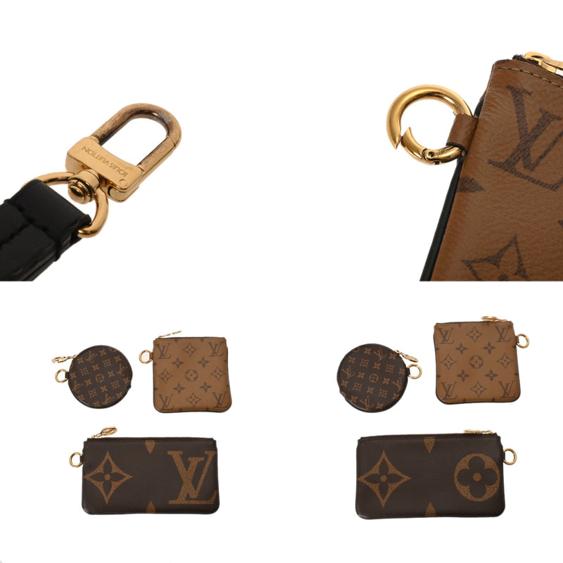 LOUIS VUITTON ルイヴィトン モノグラムリバース ジャイアントリバース ポシェットトリオ ブラウン/キャメル系 M68756 レディース モノグラムキャンバス ポーチ ABランク 中古 銀蔵