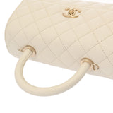 CHANEL シャネル マトラッセ トップハンドルフラップ XS 2WAY ホワイト A92990 レディース キャビアスキン ハンドバッグ Aランク 中古 銀蔵