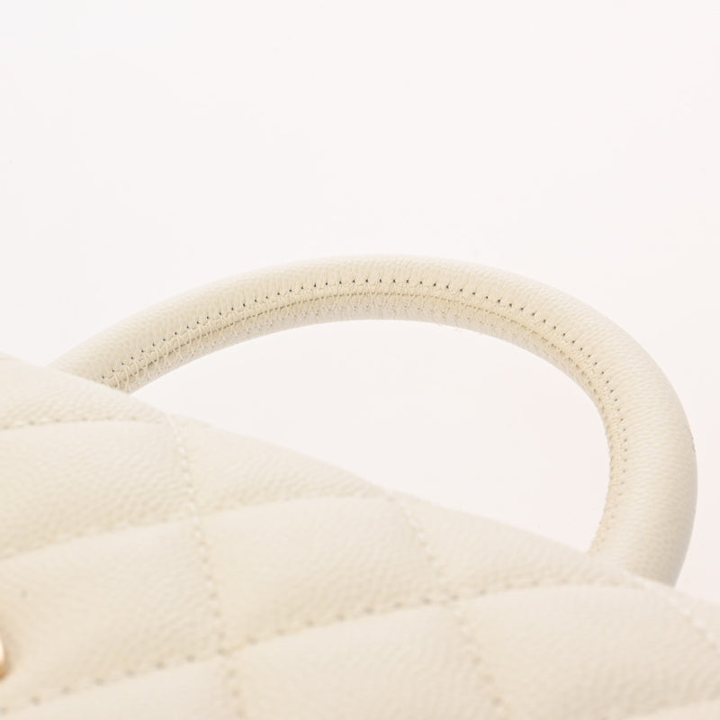 CHANEL シャネル マトラッセ トップハンドルフラップ XS 2WAY ホワイト A92990 レディース キャビアスキン ハンドバッグ Aランク 中古 銀蔵