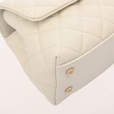 CHANEL シャネル マトラッセ トップハンドルフラップ XS 2WAY ホワイト A92990 レディース キャビアスキン ハンドバッグ Aランク 中古 銀蔵