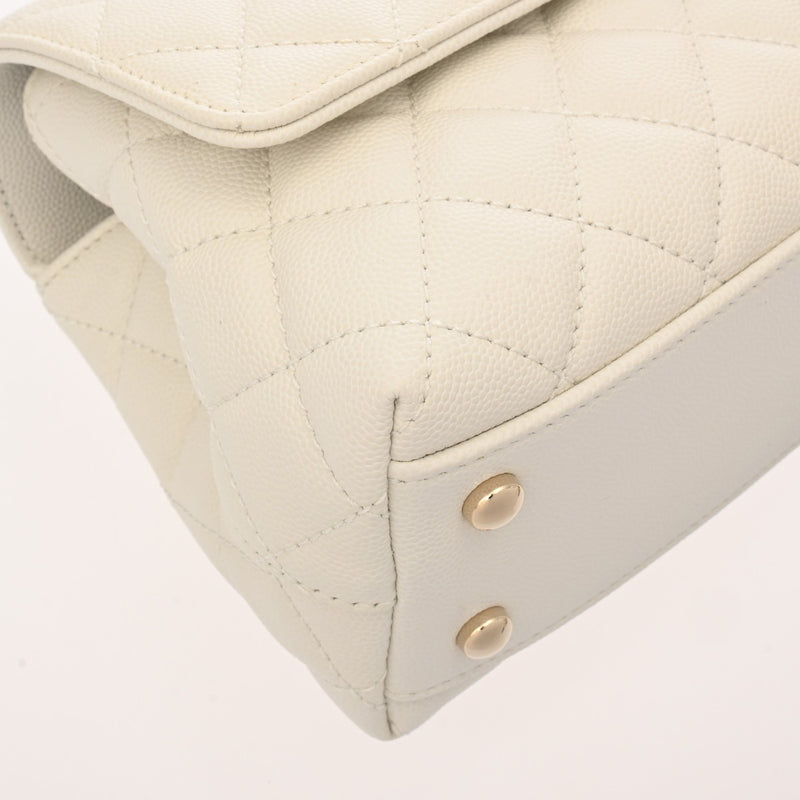 CHANEL シャネル マトラッセ トップハンドルフラップ XS 2WAY ホワイト A92990 レディース キャビアスキン ハンドバッグ Aランク 中古 銀蔵