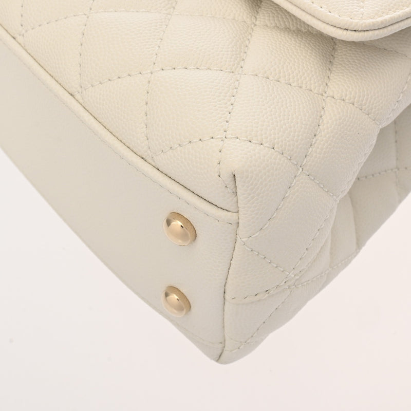 CHANEL シャネル マトラッセ トップハンドルフラップ XS 2WAY ホワイト A92990 レディース キャビアスキン ハンドバッグ Aランク 中古 銀蔵