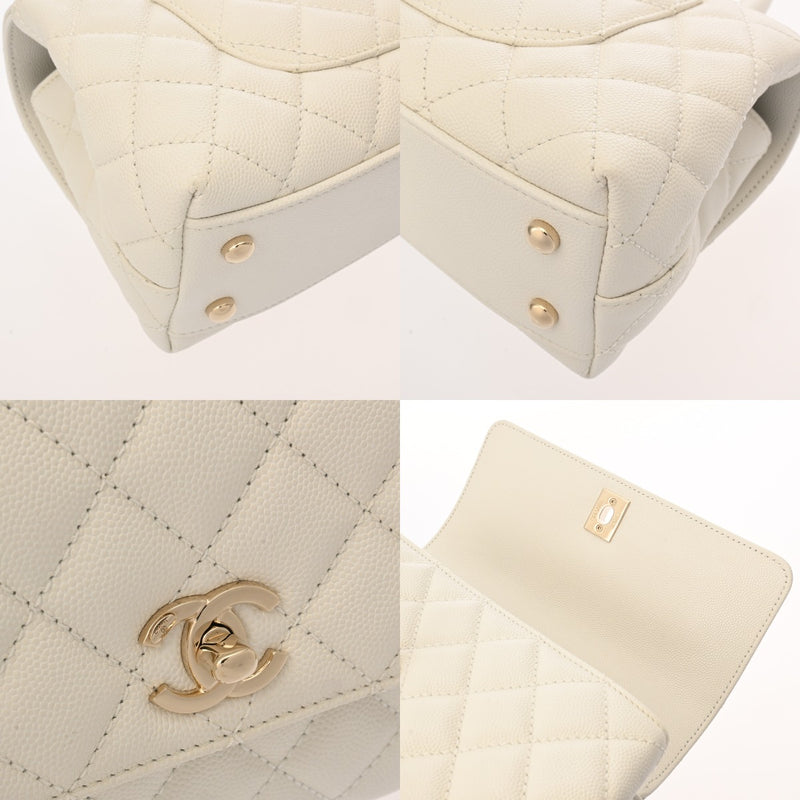 CHANEL シャネル マトラッセ トップハンドルフラップ XS 2WAY ホワイト A92990 レディース キャビアスキン ハンドバッグ Aランク 中古 銀蔵