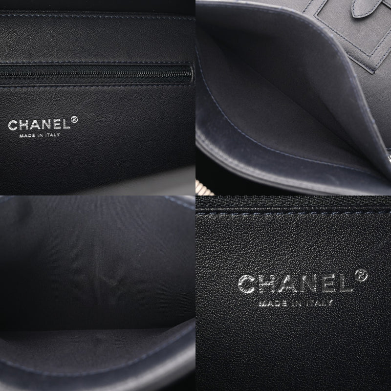 CHANEL シャネル マトラッセ CCフィリグリー ネイビー/ホワイト レディース キャビアスキン バニティバッグ ABランク 中古 銀蔵