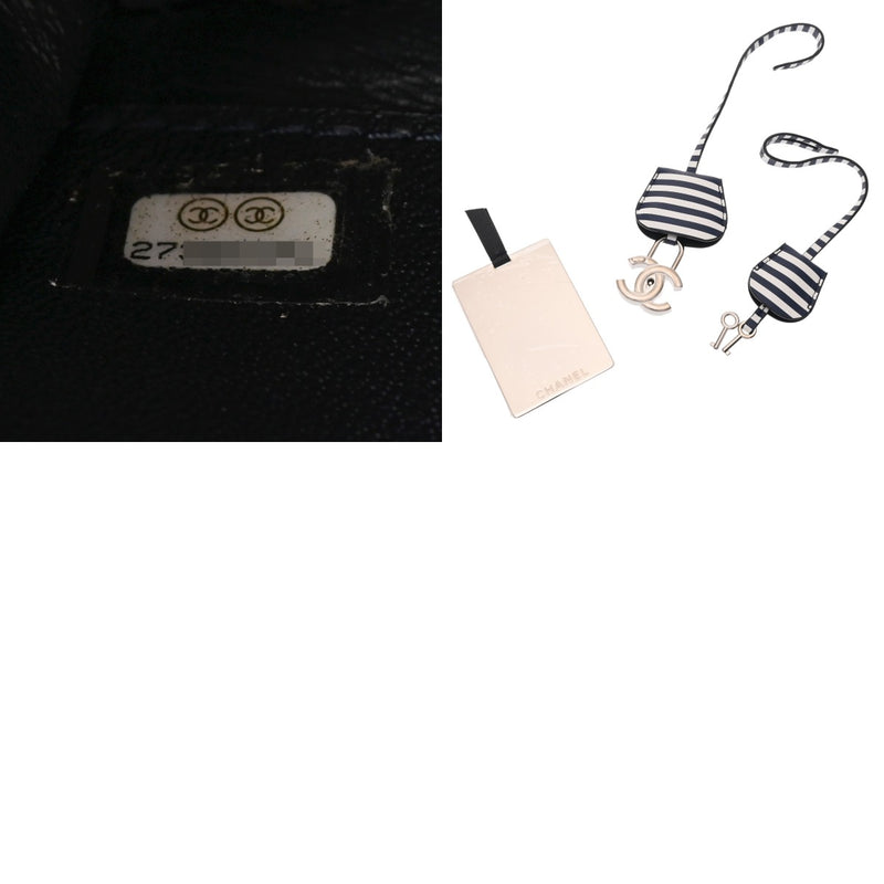 CHANEL シャネル マトラッセ CCフィリグリー ネイビー/ホワイト レディース キャビアスキン バニティバッグ ABランク 中古 銀蔵