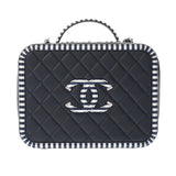 CHANEL シャネル マトラッセ CCフィリグリー ネイビー/ホワイト レディース キャビアスキン バニティバッグ ABランク 中古 銀蔵