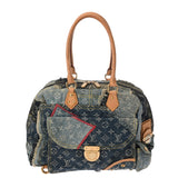 LOUIS VUITTON ルイヴィトン モノグラム デニム パッチワーク ボウリィ ブルー M95376 ユニセックス デニム ハンドバッグ ABランク 中古 銀蔵