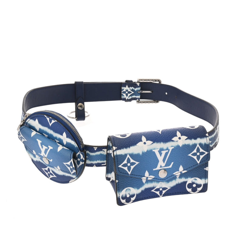 LOUIS VUITTON ルイヴィトン モノグラム サンチュール デイリー マルチポケット ブルー M0253 メンズ モノグラムキャンバス ベルト Aランク 中古 銀蔵