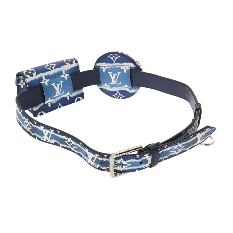 LOUIS VUITTON ルイヴィトン モノグラム サンチュール デイリー マルチポケット ブルー M0253 メンズ モノグラムキャンバス ベルト Aランク 中古 銀蔵